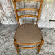 Set of 3 Antique BAUMANN Chairs Wood + Vintage Fabric Cushion Seat