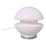 Space Age table lamp in white opaline and chrome metal, 1970