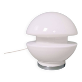 Space Age table lamp in white opaline and chrome metal, 1970