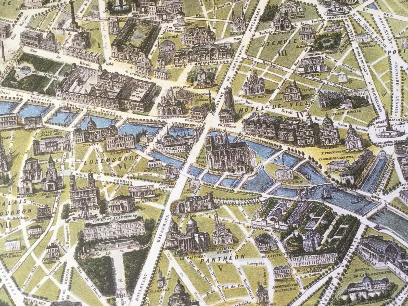 Historic map of Paris in 1864