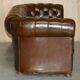 Restored Chesterfield leather sofa in vintage Art Deco style
