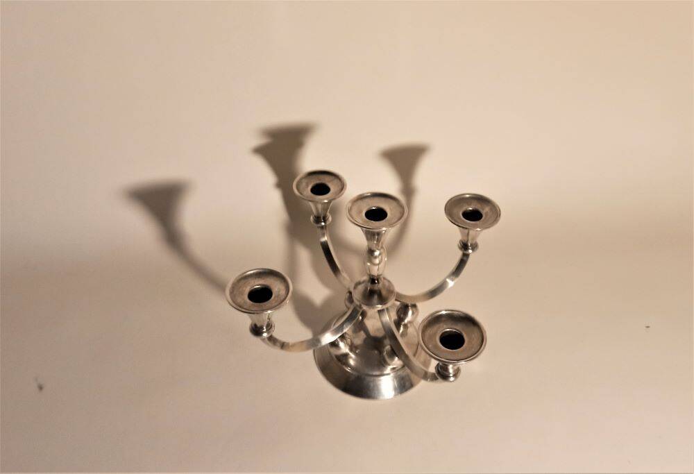 Candelabra 6 branches 50s silver metal