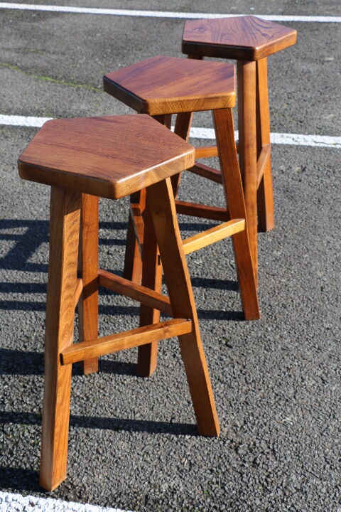 Suite de 3 tabourets scandinave en bois