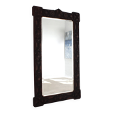 Antique Tramp Art wall mirror brutalism chip carving 1900