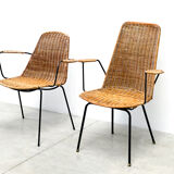 Set of two rattan easy chairs