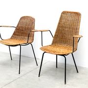 Set of two rattan easy chairs