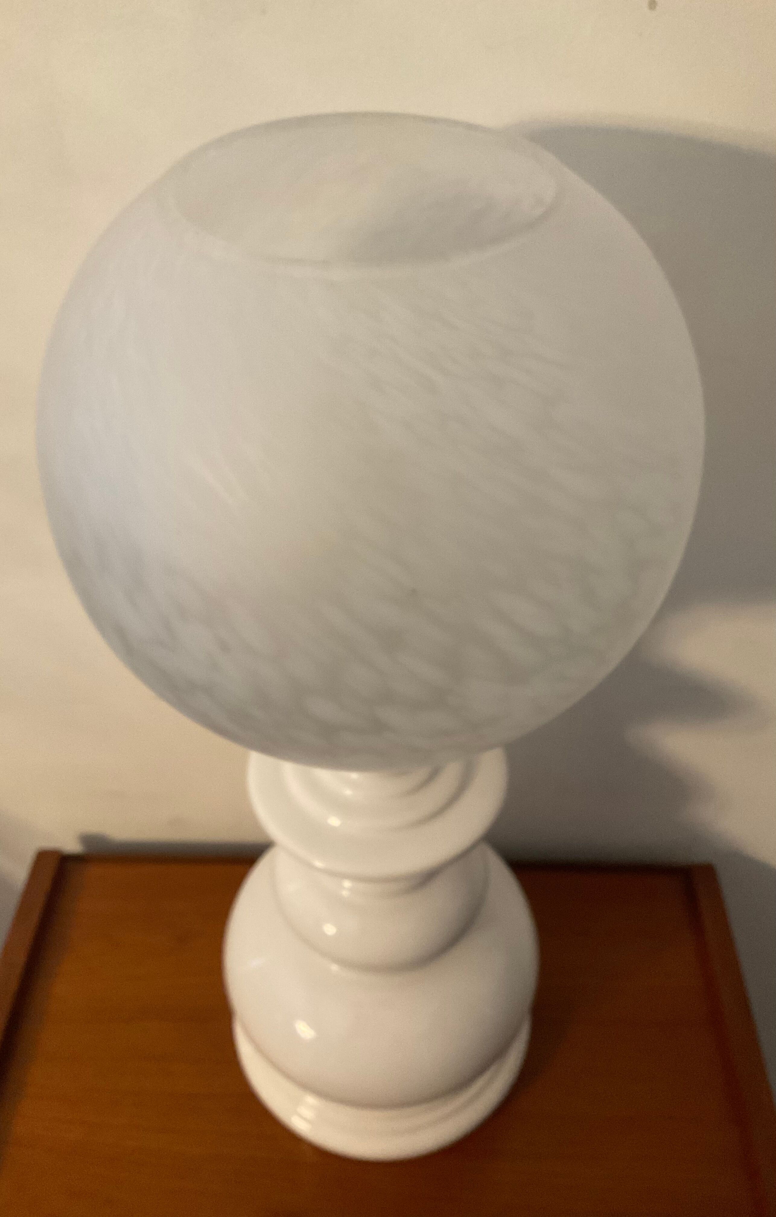 Vintage lamp in clichy glass and glazed ceramic