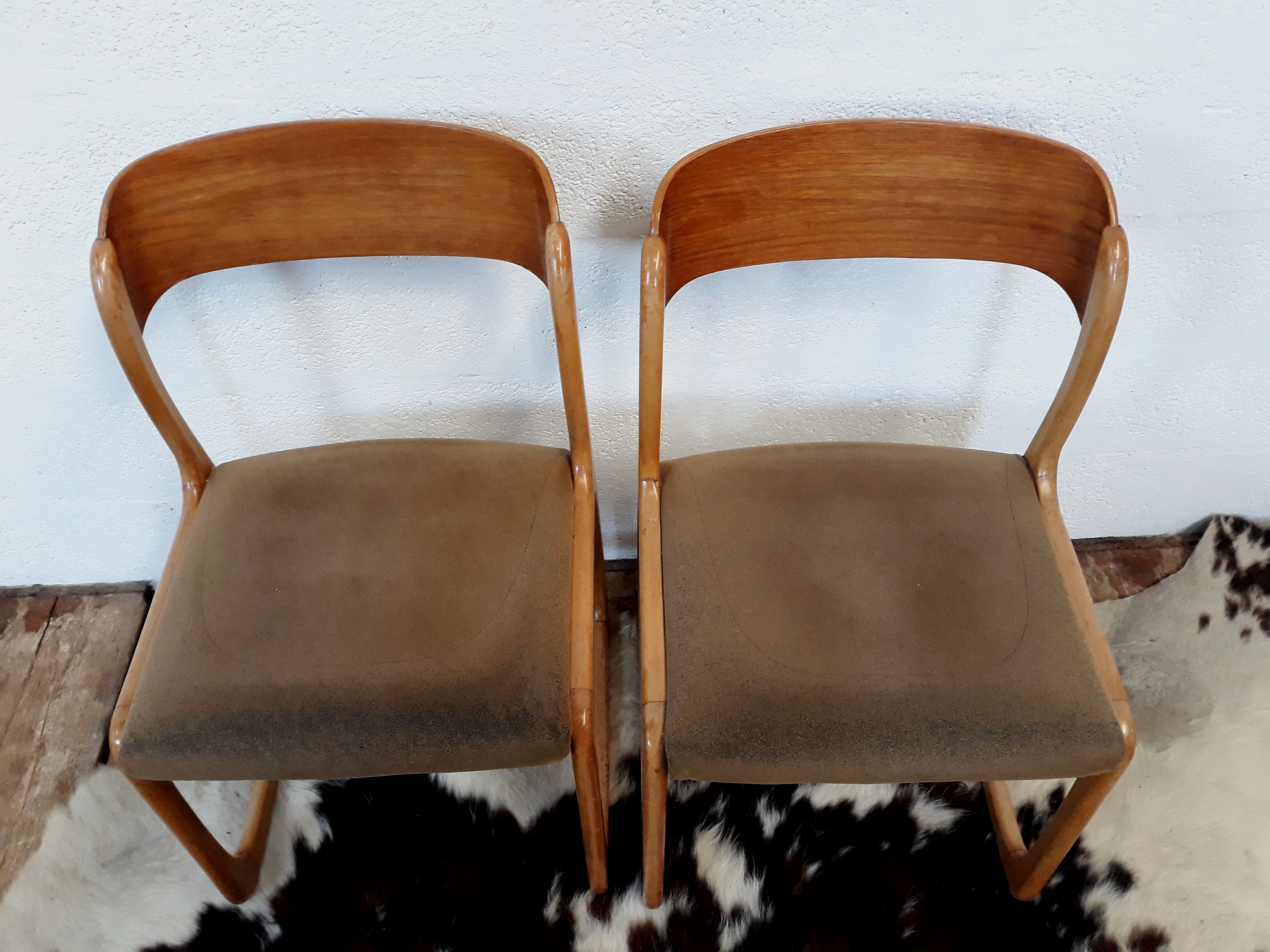 6 chairs Baumann vintage sled