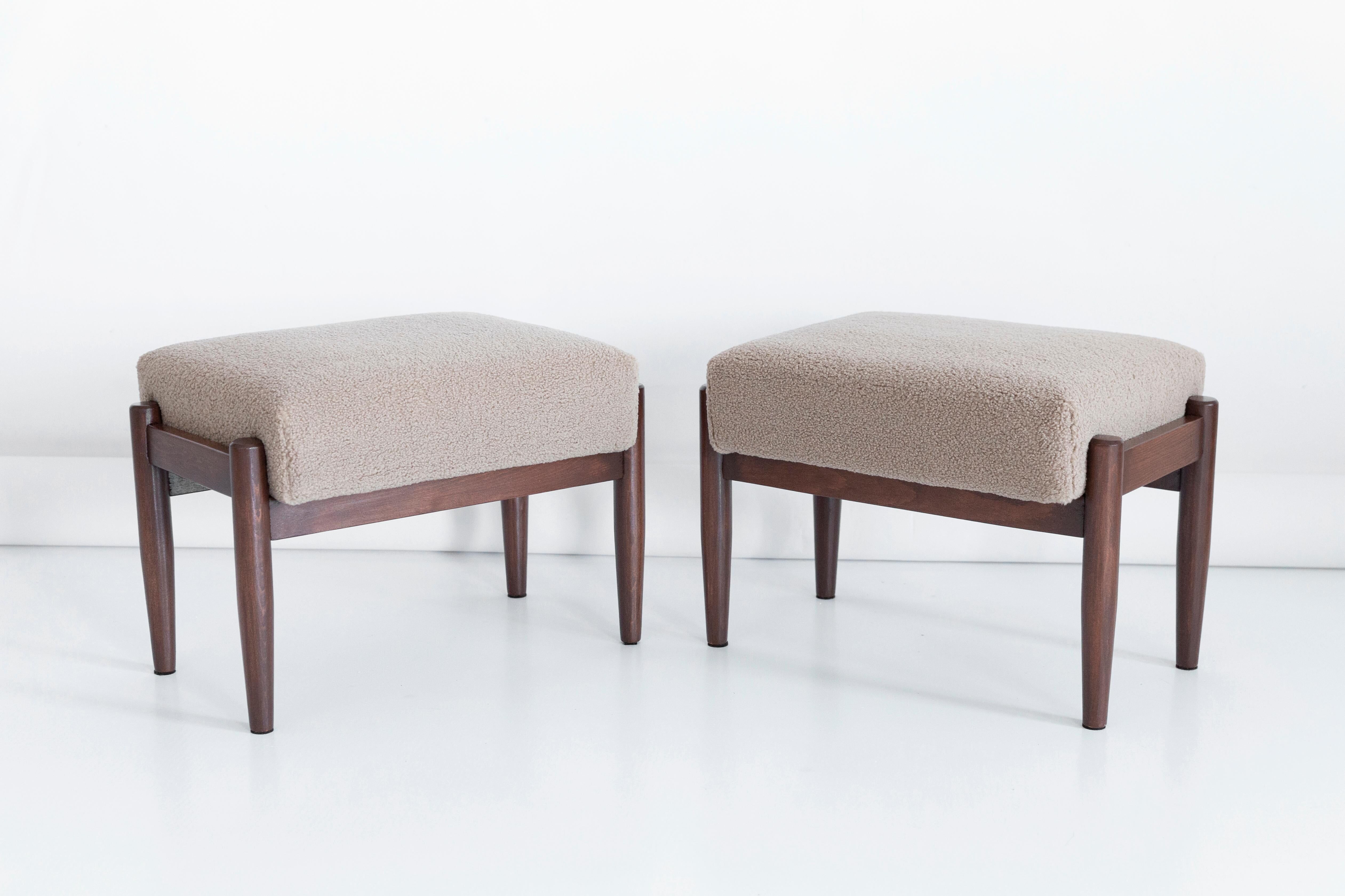 Vintage camel bouclé stool mid-century, Edmund Homa, 1960s