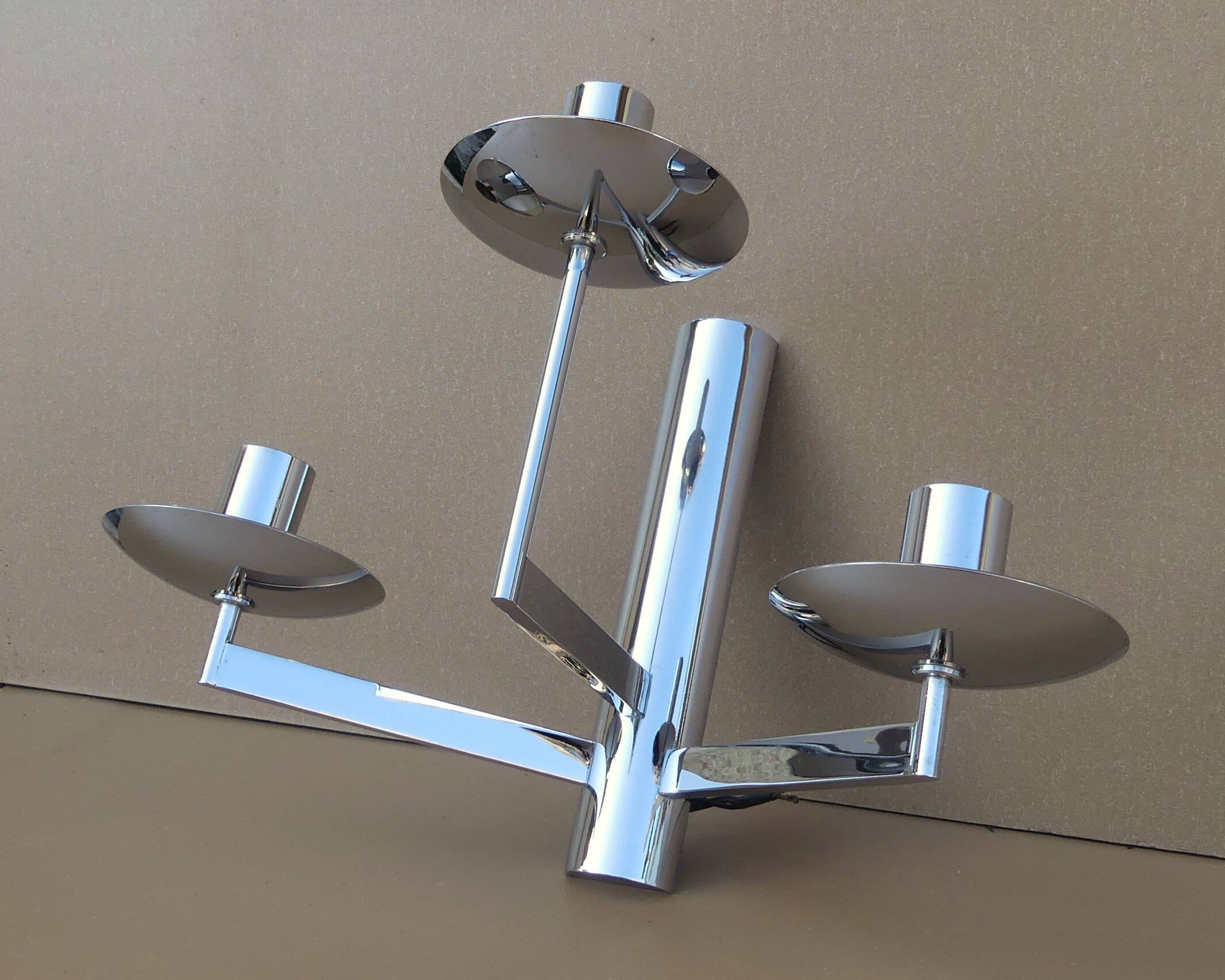 Triple sciolari chrome vintage design deco triple wall lamp