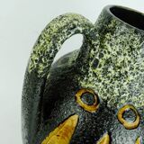 scheurich 1960s 70s VASE jug model 279-38 black and white fat lava abstract decor