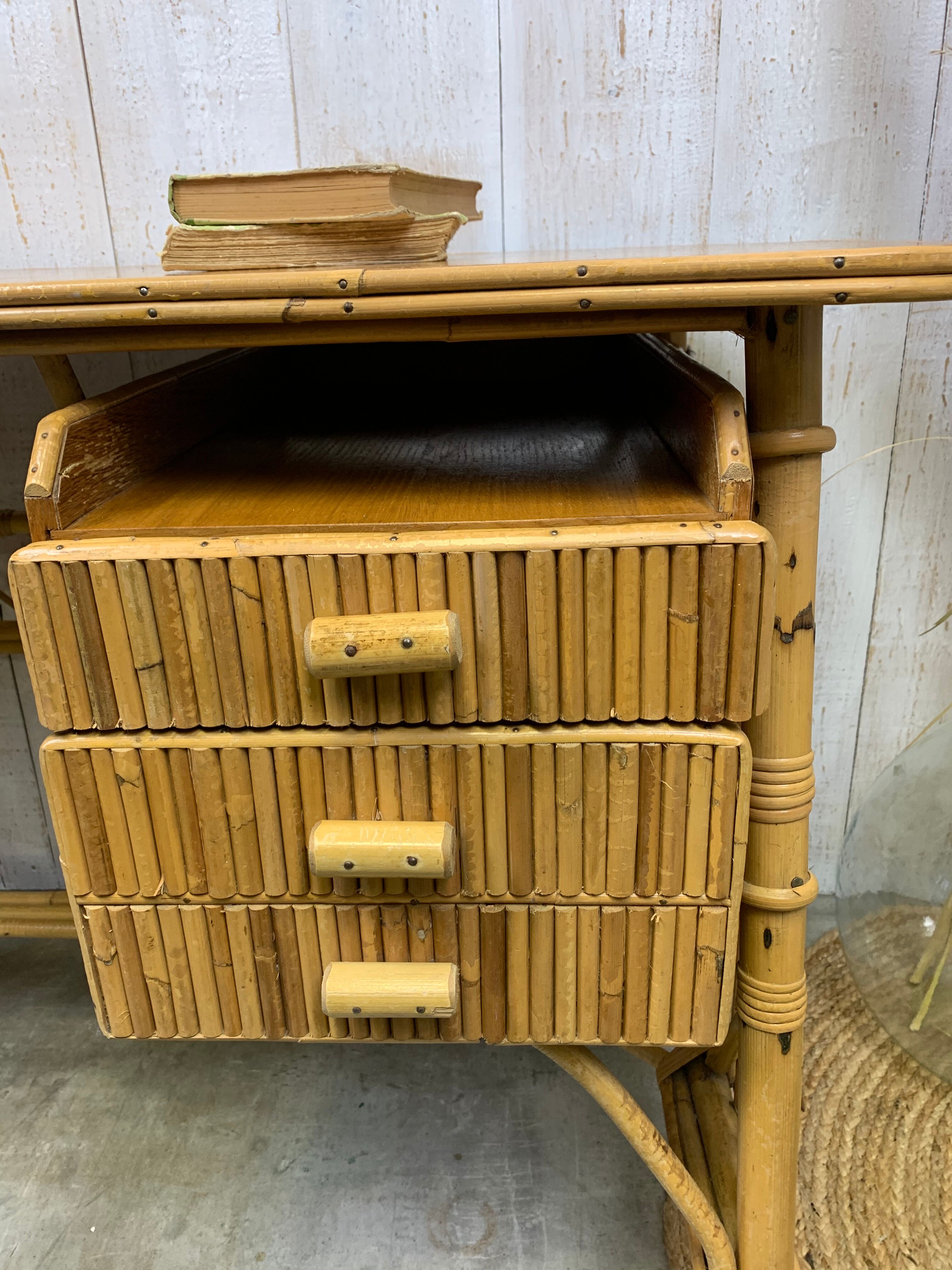 Louis Sognot rattan desk