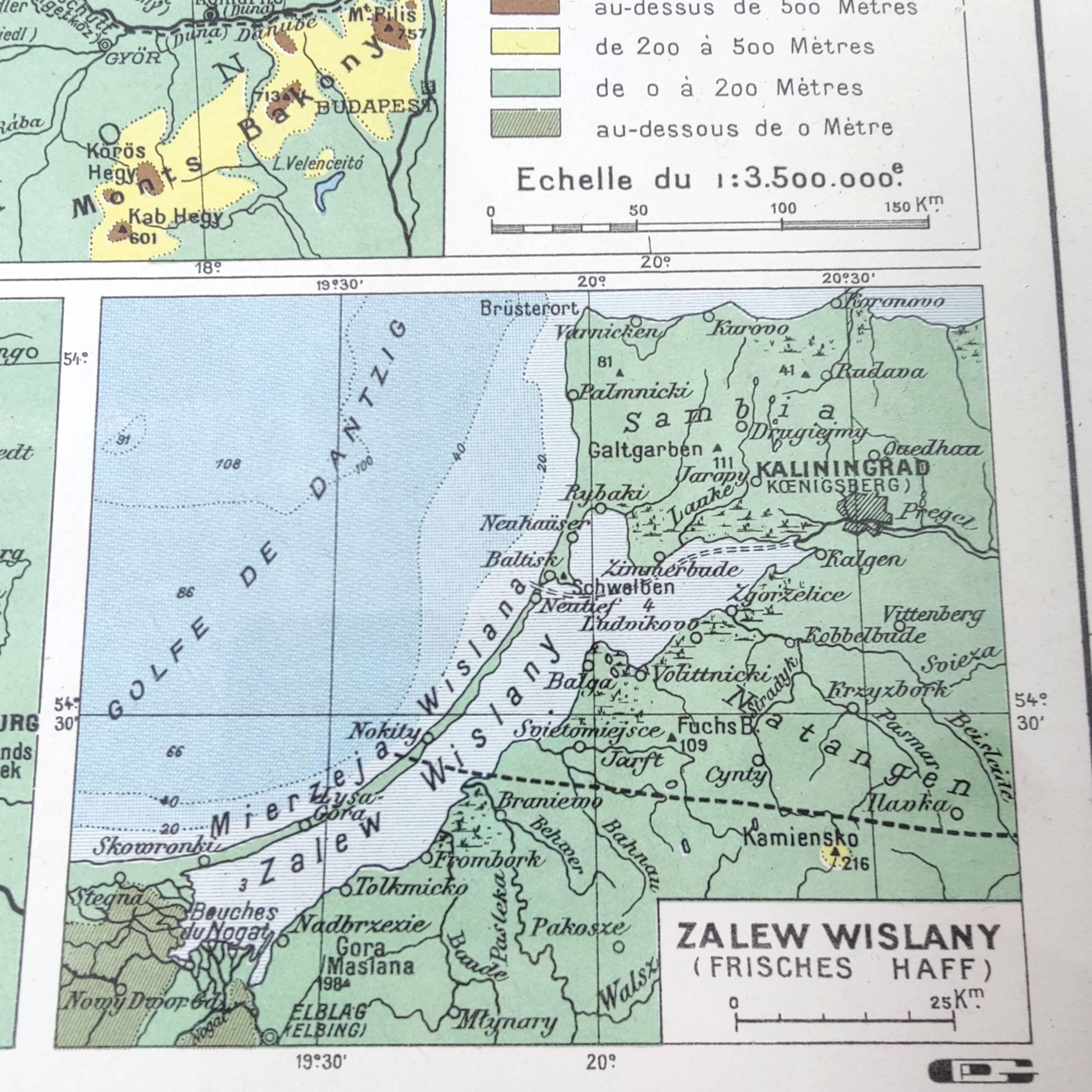 Old map of Northern Europe, Germany, Poland, Denmark, 43x43cm, from 1950