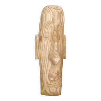 Minimalist sculpture of a head in light wood, 1970s