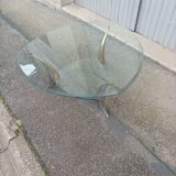 Table basse bronze et verre