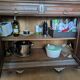 Low buffet in Louis XIII style made of solid walnut – Panels in "Pointe de Diamant"