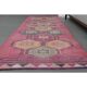 Vintage Turkish Hand-Knotted Wool Cotton Pink Runner Rug 94x329
