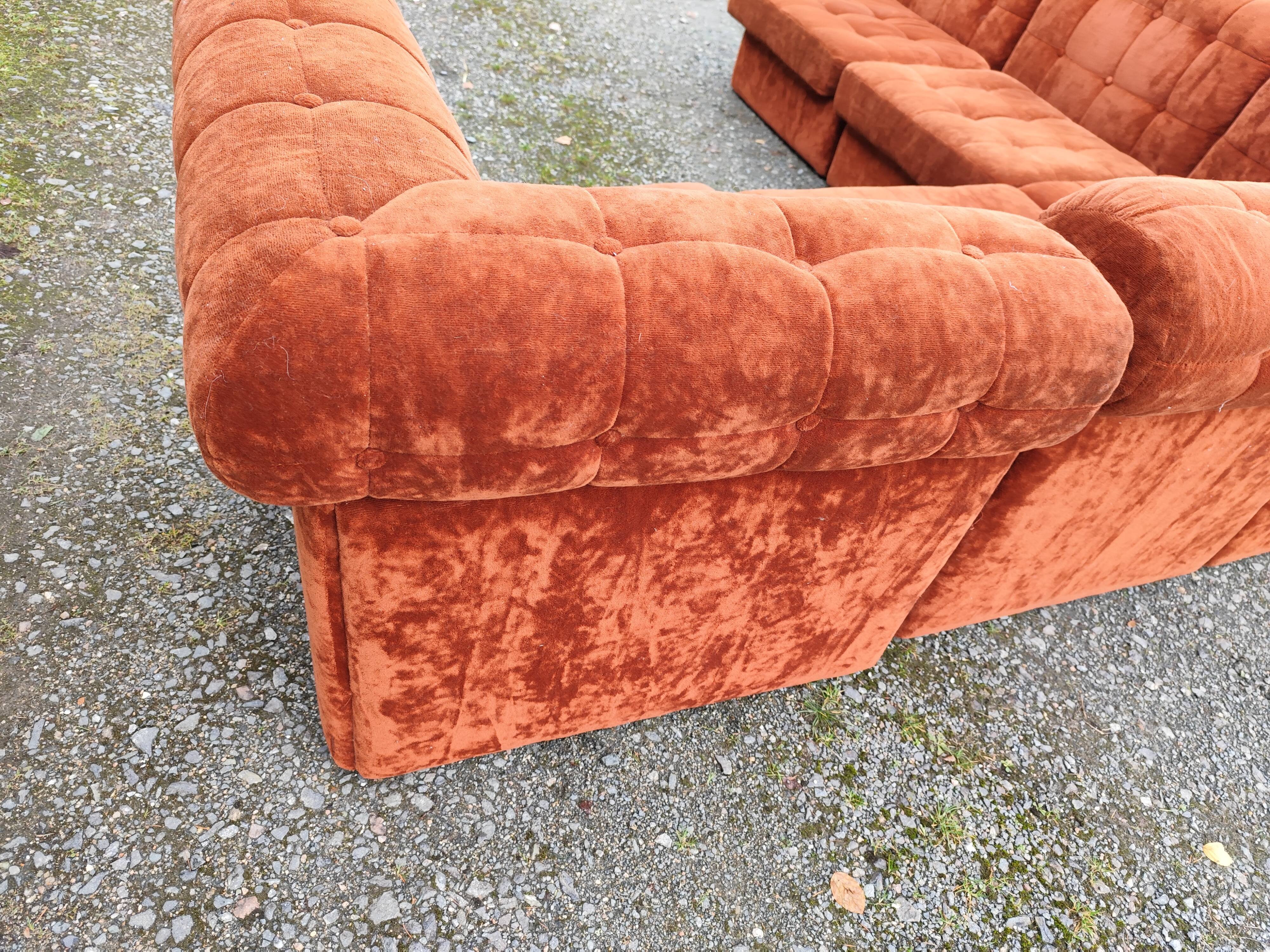 Modular velvet sofa bench 5 blocks