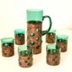 Vintage brutalist drinks set of green glass and patinated copper