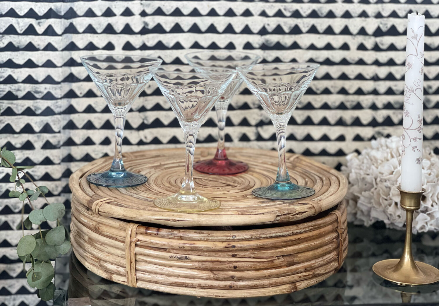 Set of 4 cocktail glasses 1970