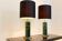 Pair of Green and Brass Mid Century Modern Table Lamps
