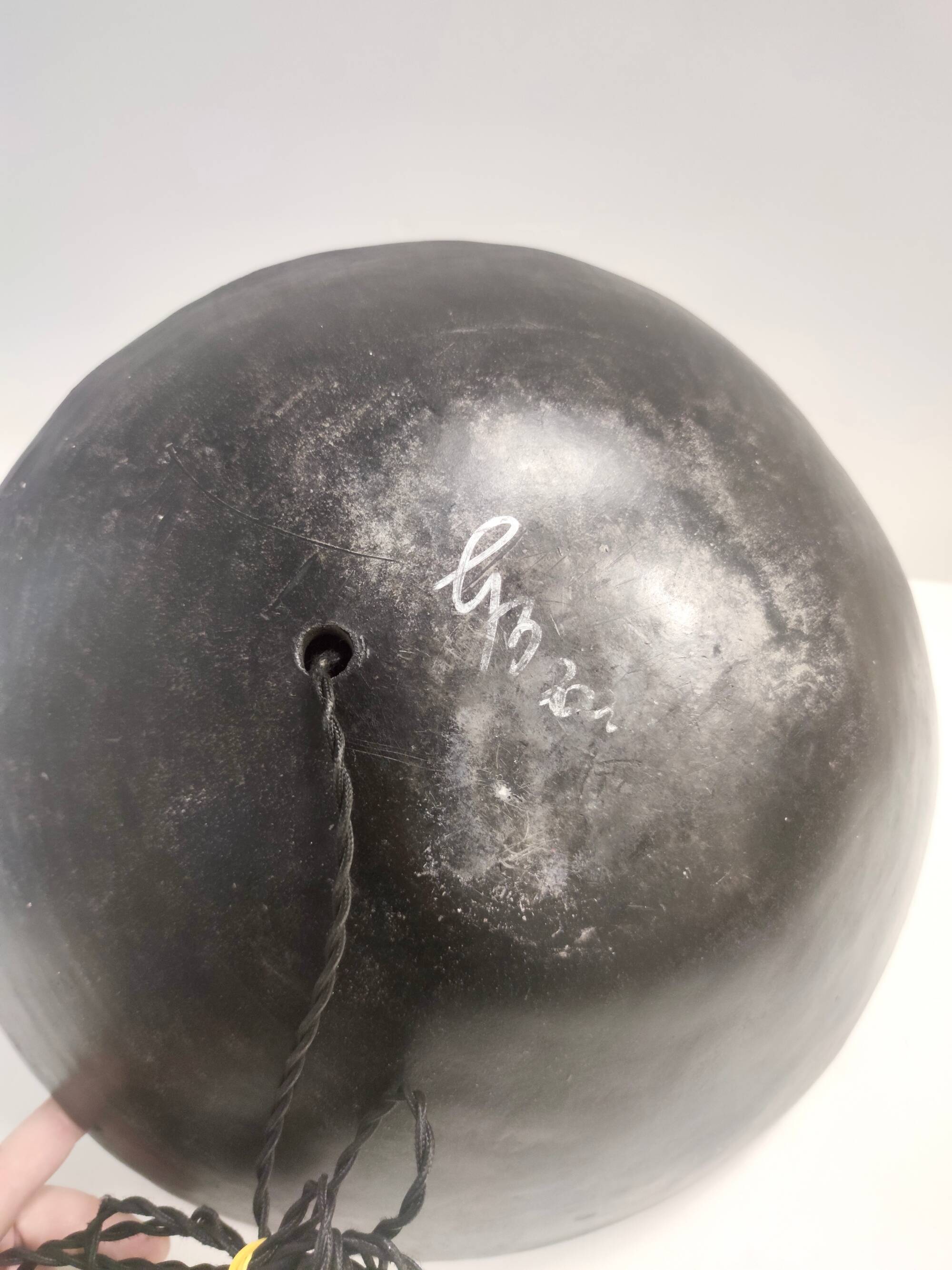 Postmodern Handmade Grey Raku Ceramic Table Lamp, Signed, Italy