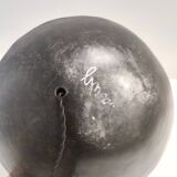 Postmodern Handmade Grey Raku Ceramic Table Lamp, Signed, Italy