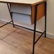 White formica and black metal feet desk