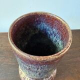 Vintage ceramic vase sign blue purple