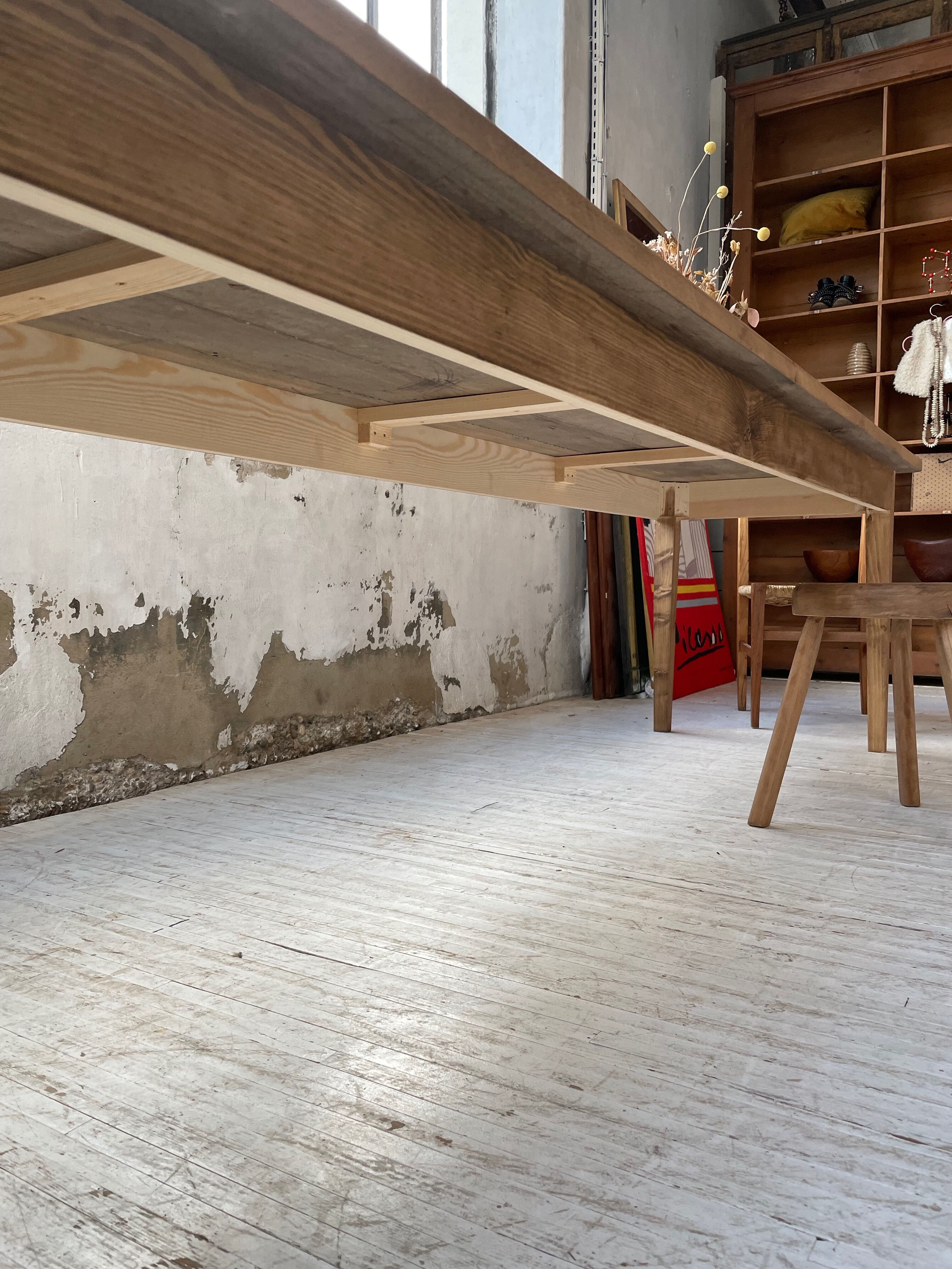 XL farmhouse table in beech and pine 3m