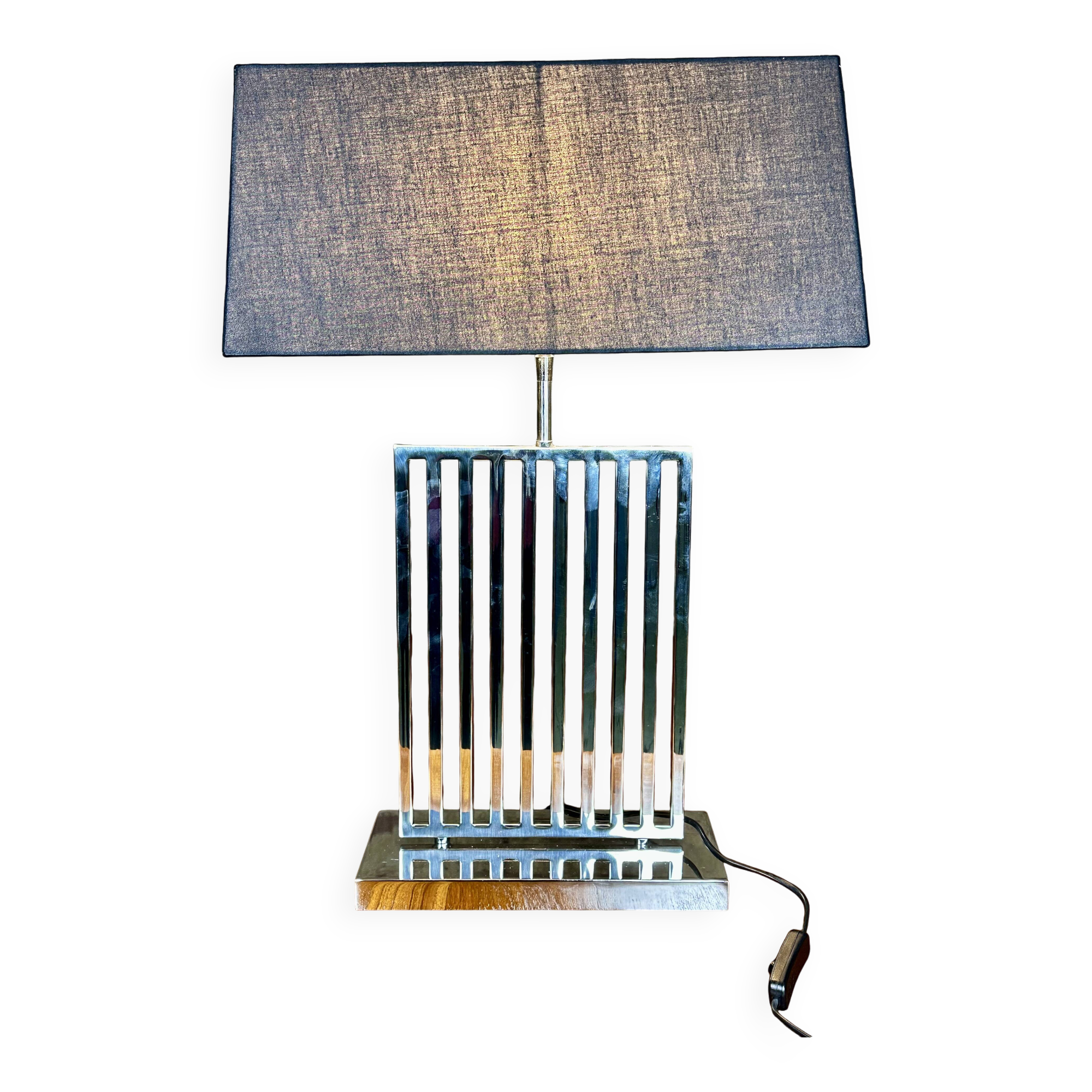 Designer lamp in chromed metal from the 2000s, height 70 cm
