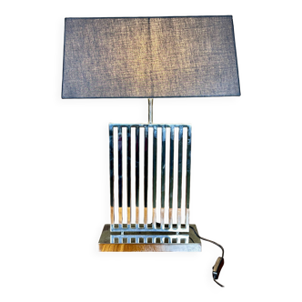 Designer lamp in chromed metal from the 2000s, height 70 cm
