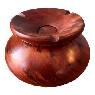 American Hand Carved Burl Wood Ashtray