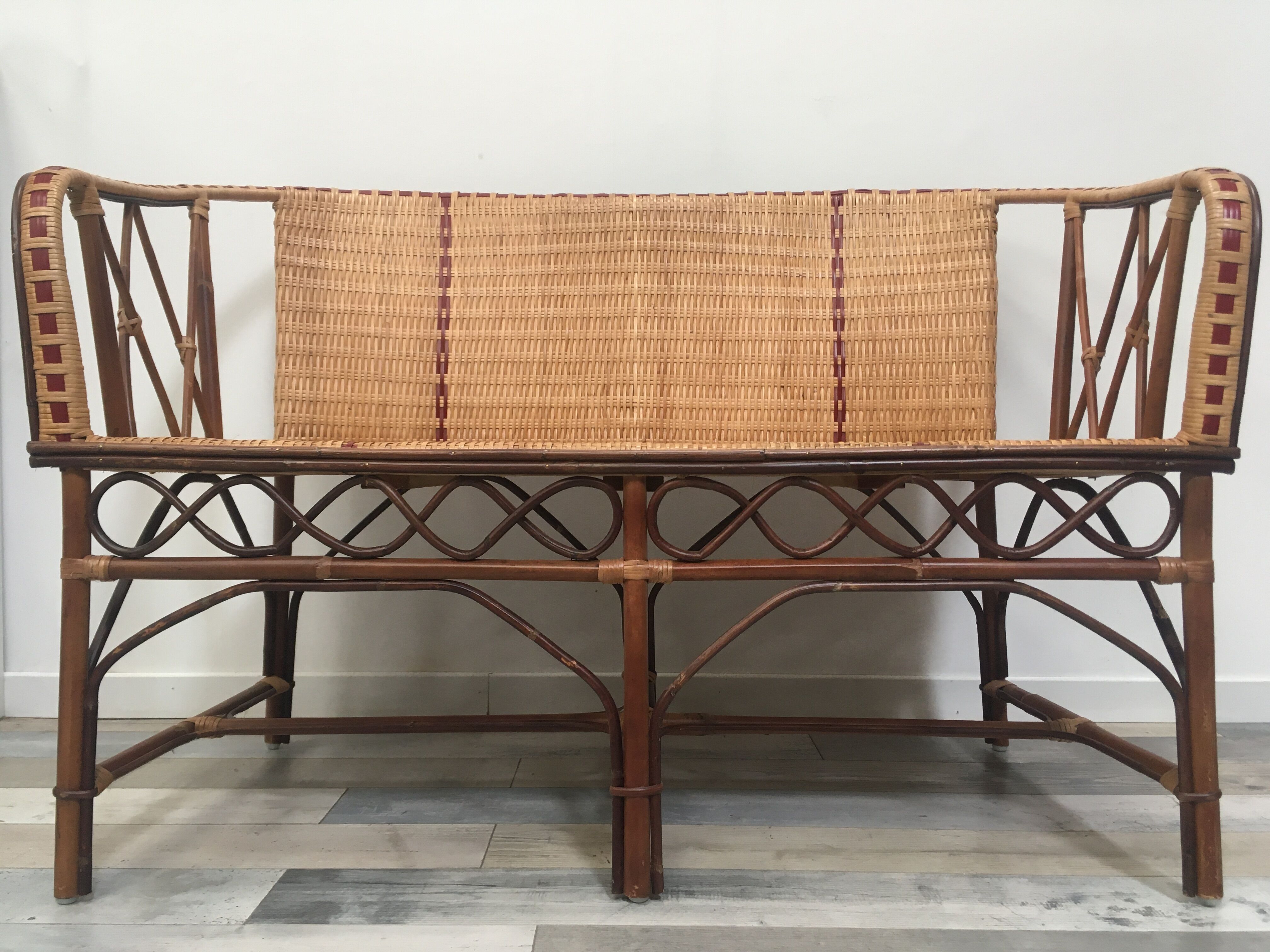 Woven rattan sofa