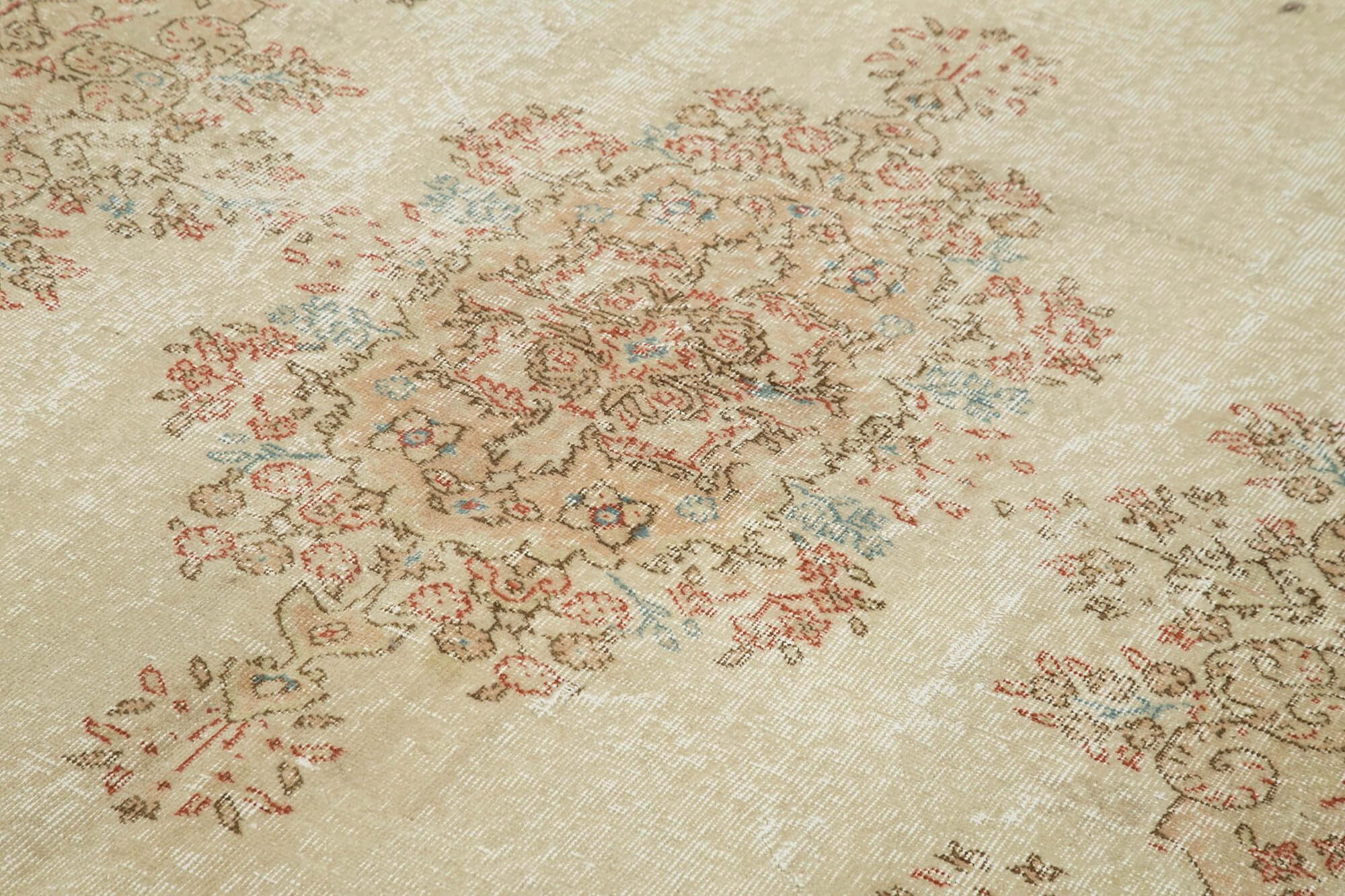 Hand-Knotted Decorative Turkish Beige Rug 189 cm x 291 cm