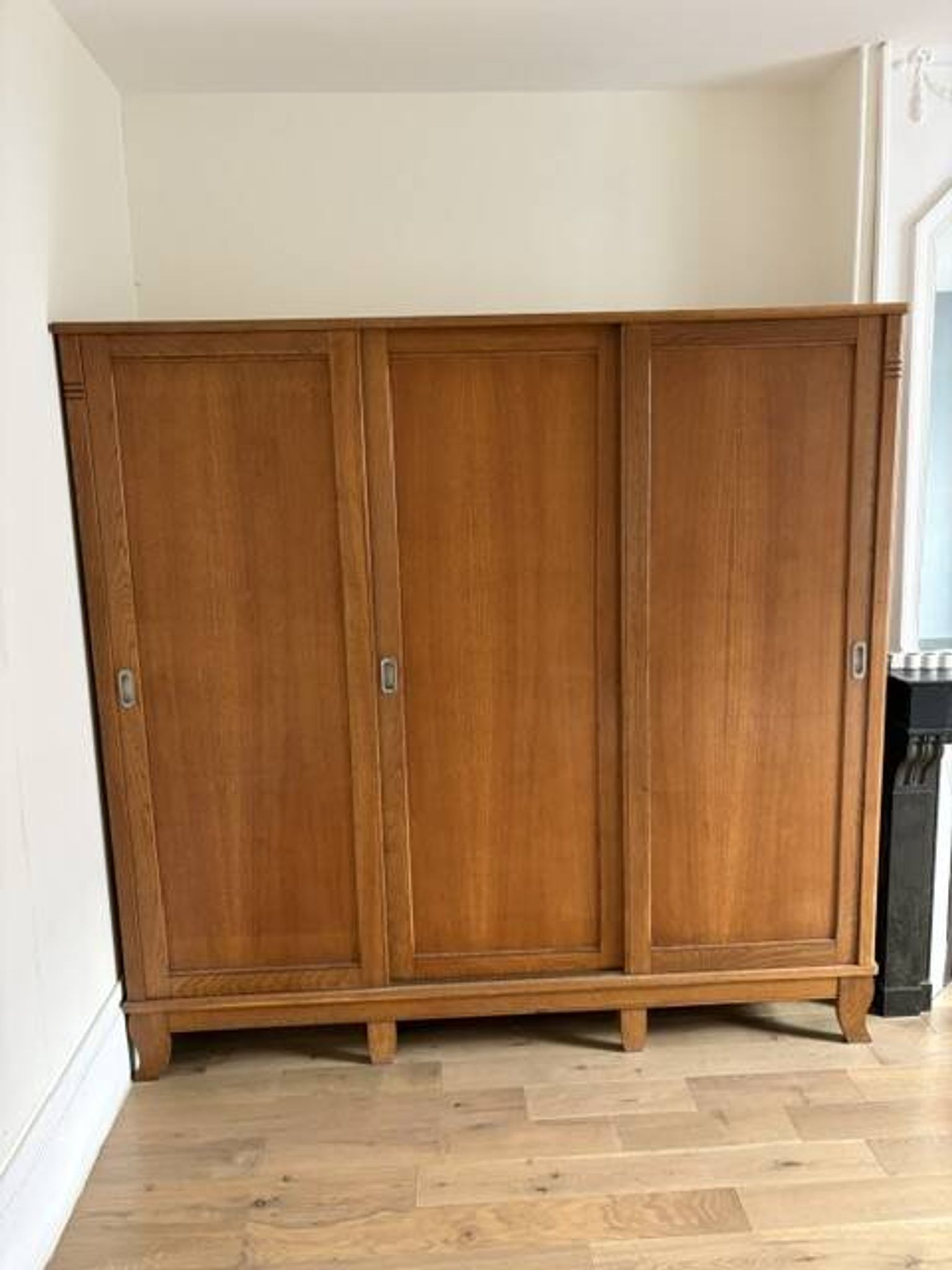 Large vintage Scandinavian wardrobe with 3 sliding doors.