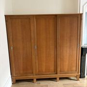 Large vintage Scandinavian wardrobe with 3 sliding doors.