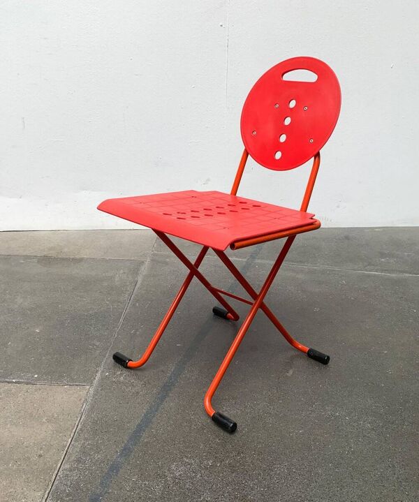 Chaise pliante vintage postmoderne italienne Charlie par Carlo Bimbi & Nilo Gioacchini pour Segis, années 1980, lot de 3