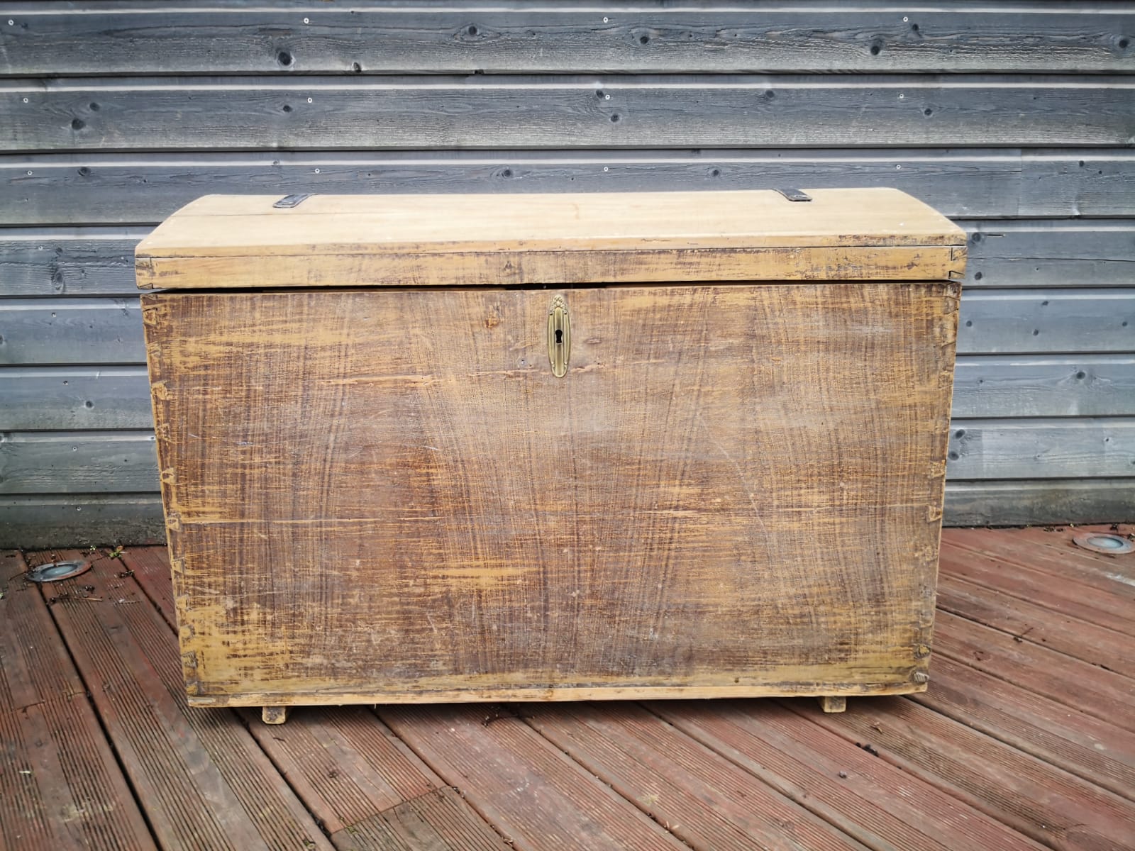 Antique chest, vintage wooden trunk
