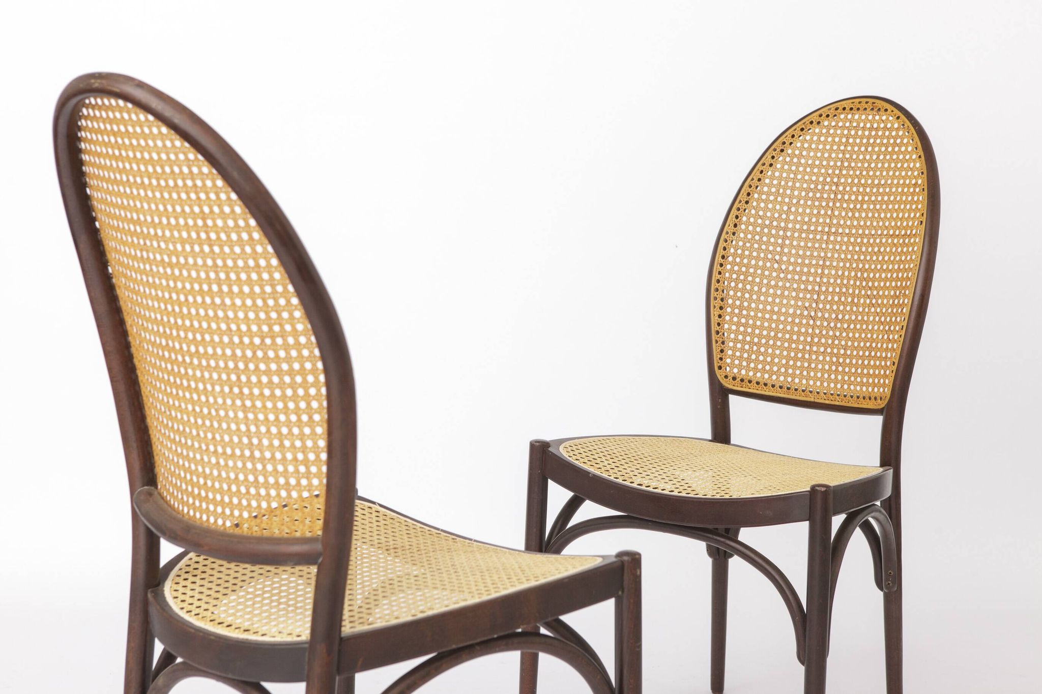 Pair of Vintage Thonet Bentwood Dining Chairs, Viennese Cane, 1960s–1970s