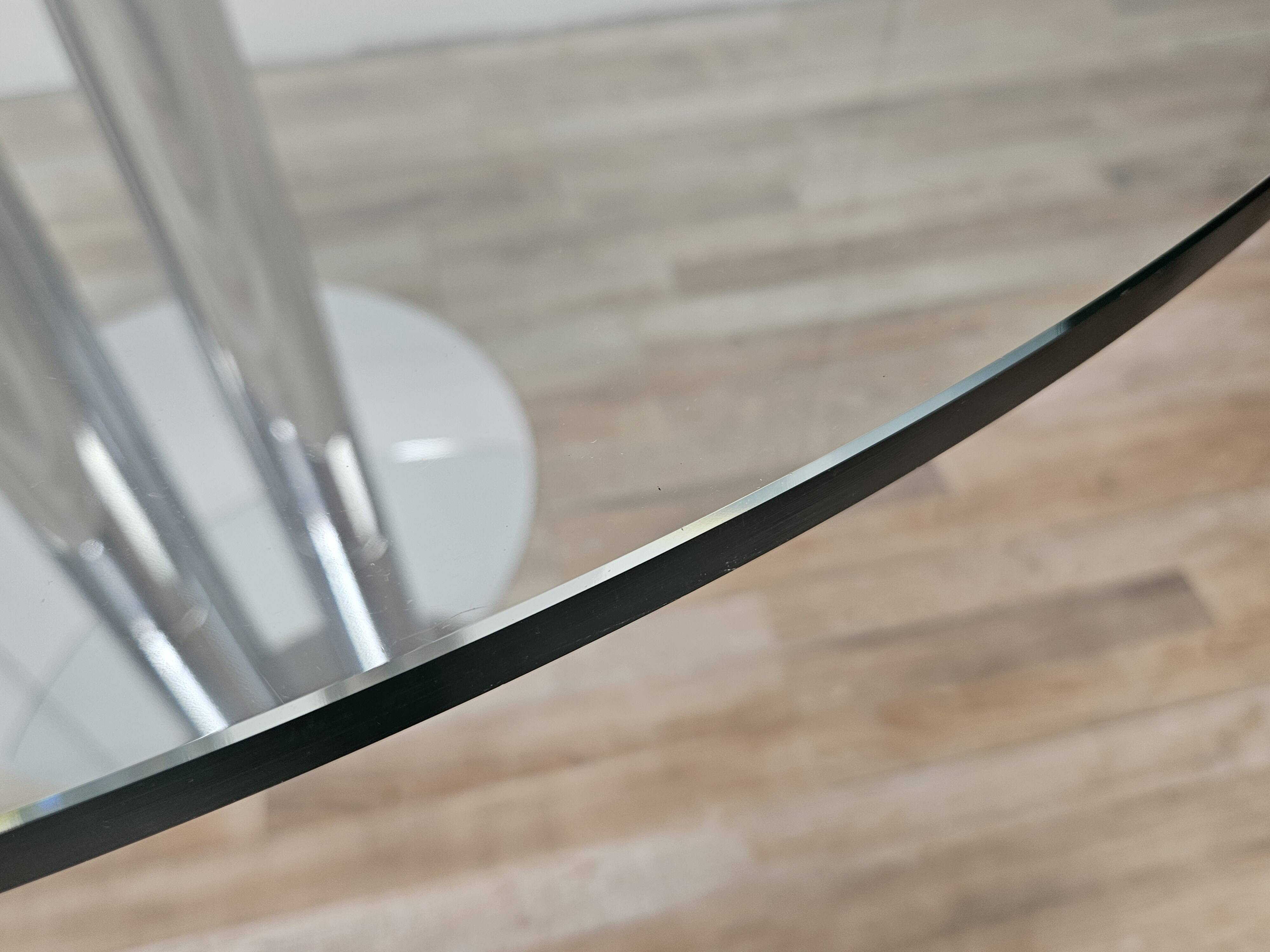 Vintage 70's metal table with round glass top