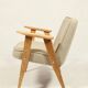Scandinavian armchair beige wool natural oak wood chair design by Chierovski