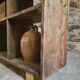 Old industrial shelf / room divider in pine, France, early 20th century
