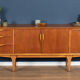 Retro 1960s teak jentique mid century sideboard with folded handles