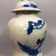 Chinese porcelain blue/white crackle jar 19th century? Court lady