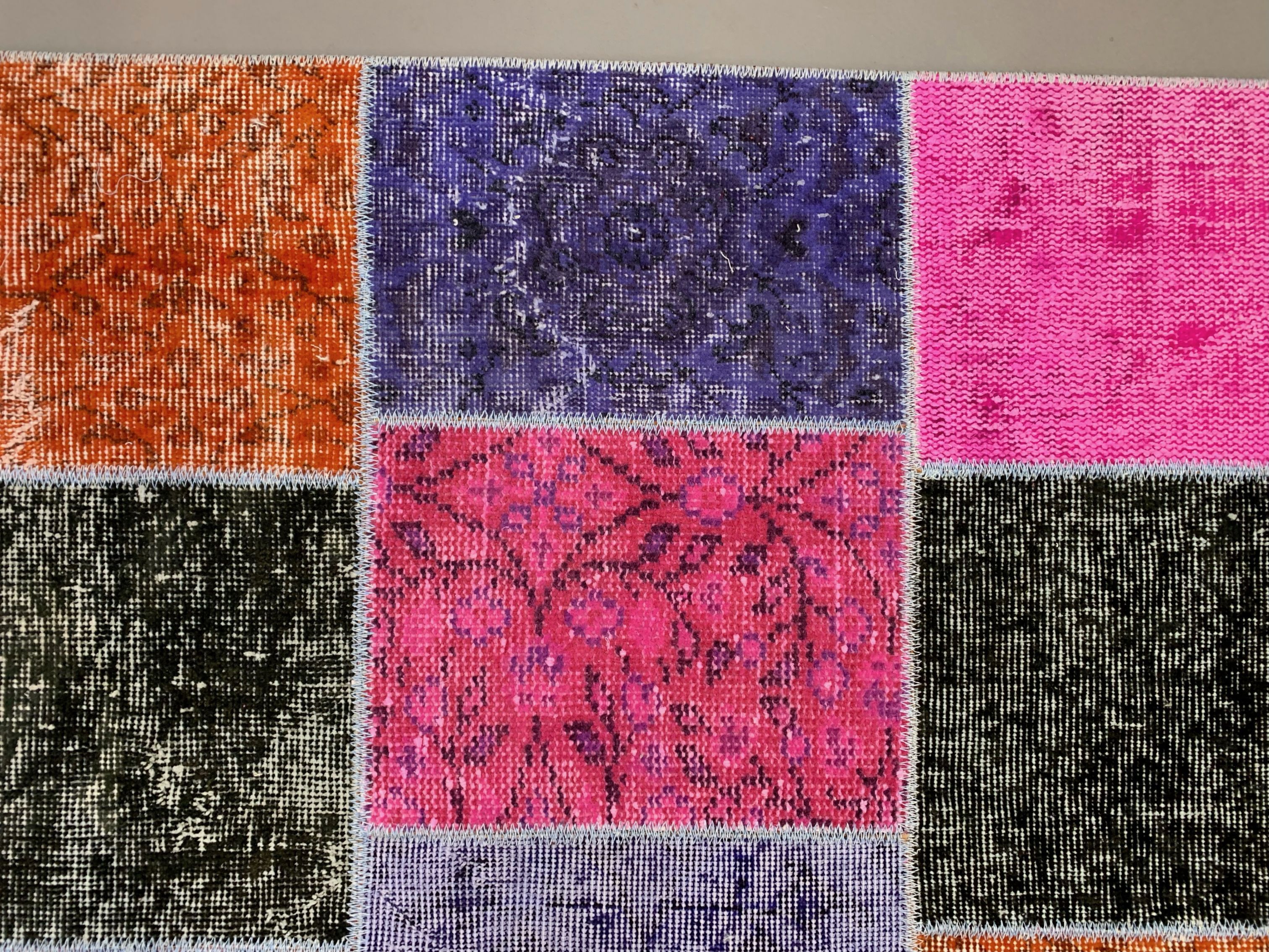 Distressed vintage turkish patchwork rug 150x100 cm wool medium