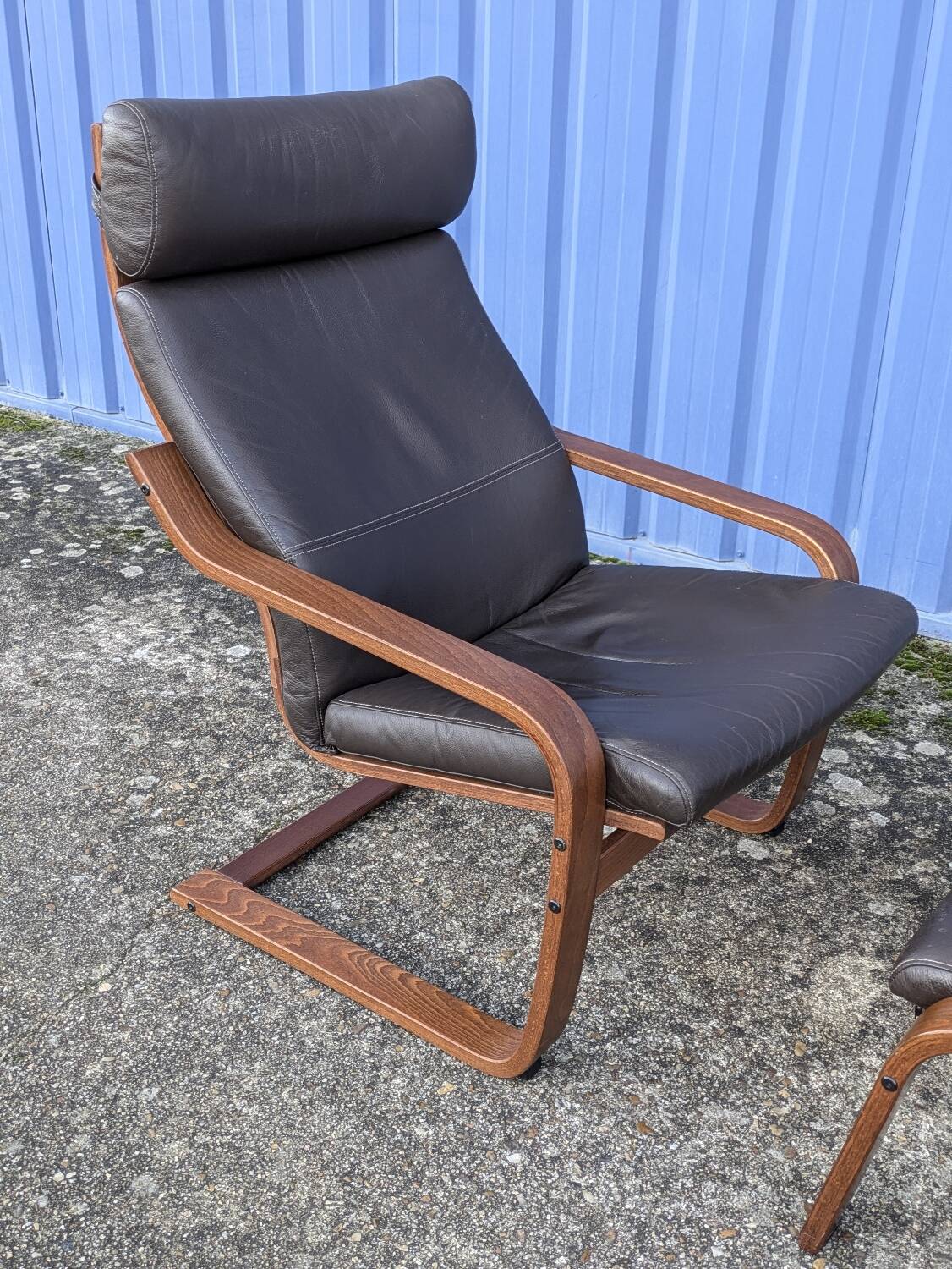 Ikea Vintage "Poang" Leather Relaxation Lounge Chair Brown