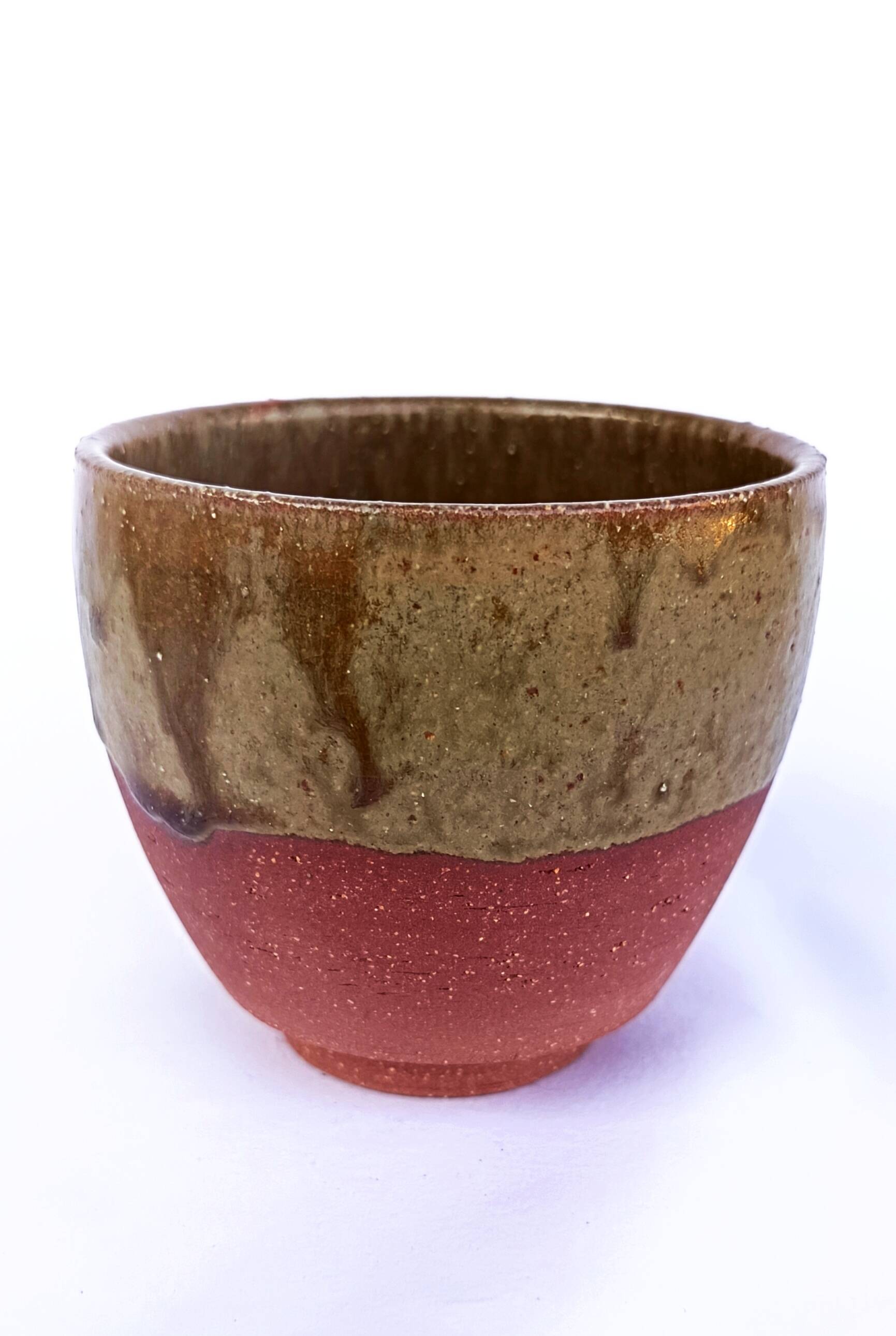 Two-tone brown and terracotta stoneware bowl Puisaye