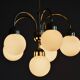 Mid-Century Chandelier in Brass and Opaline Glass, Czech, 1950s