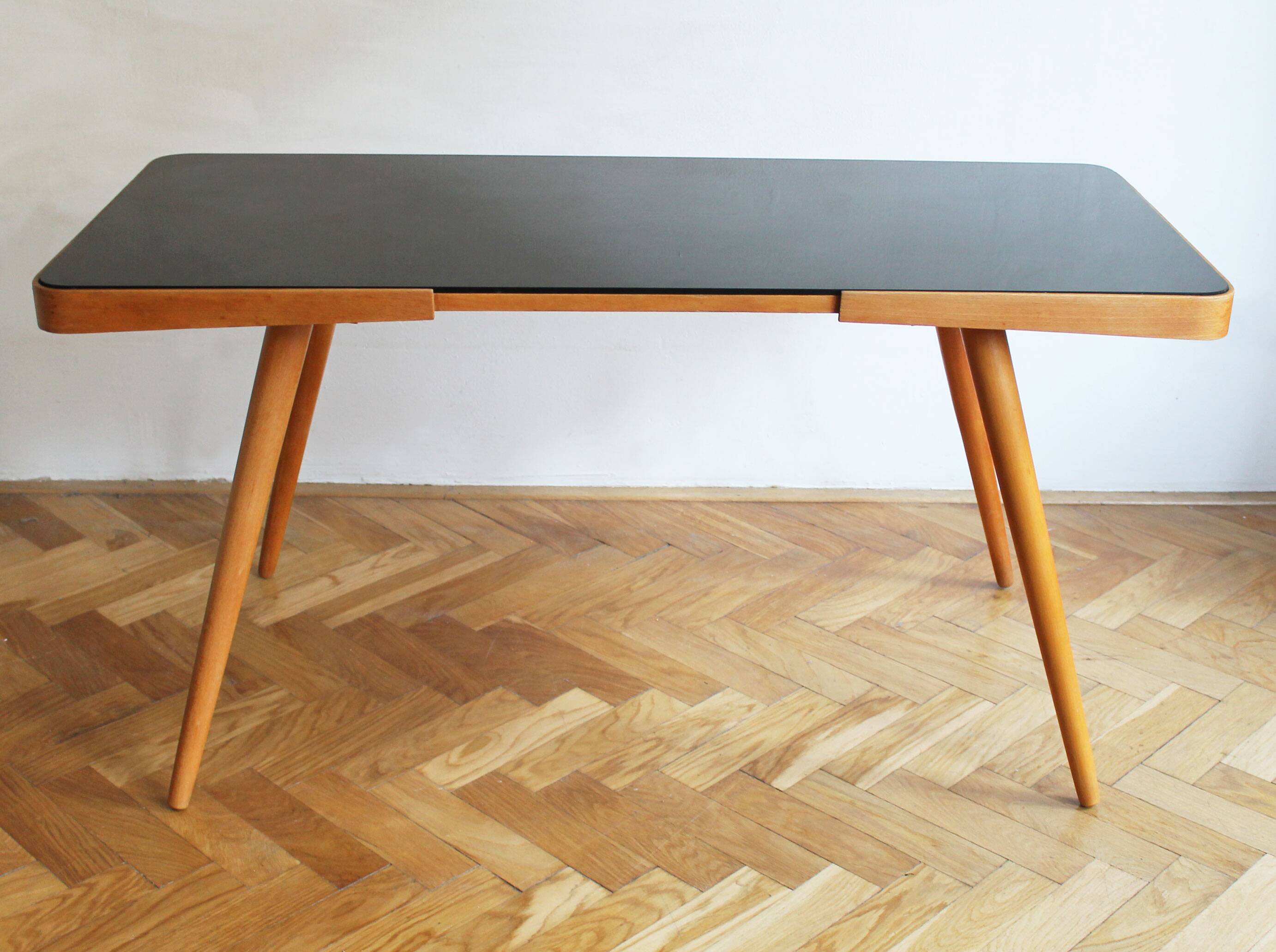 1960's Mid Century Coffee Table with a black opaxite glass by Jiri Jiroutek